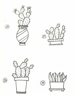 99个手绘简笔画小盆栽，哄娃手账必备