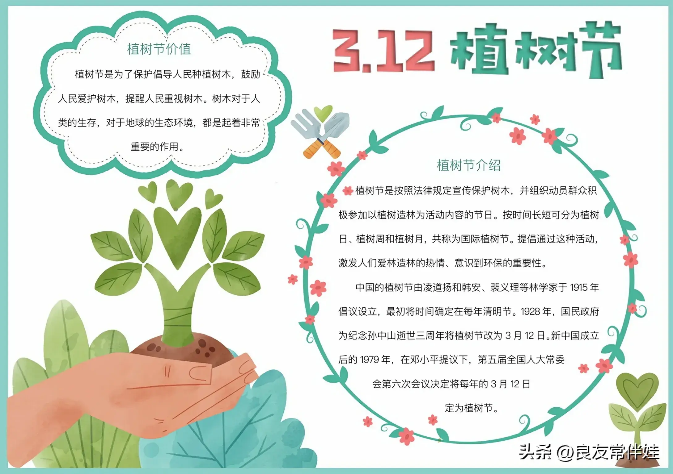 「植树节」为小朋友准备的植物种植观察图